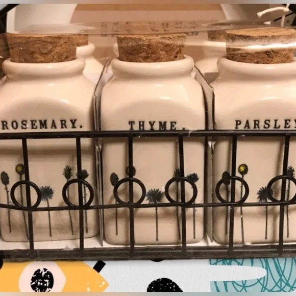 Rae Dunn Spice Rack and 6 Jars Rosemary Dill kitchen - Picture 2 of 3